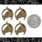Antiqued Brass Horse Head in Horseshoe Charms - Set of Four - AB-C217